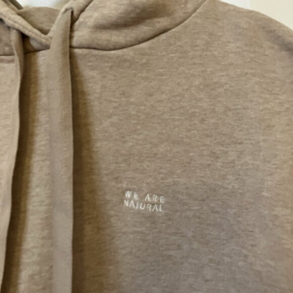Mus & Bombon Hoodie Womens L Cropped We Are Natural Tan Pullover Organic Cotton - Picture 2 of 8